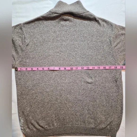Talbots Petites Made in Italy 100% Cotton Mock Neck Sweater - Grey Marl - Med - Picture 4 of 6